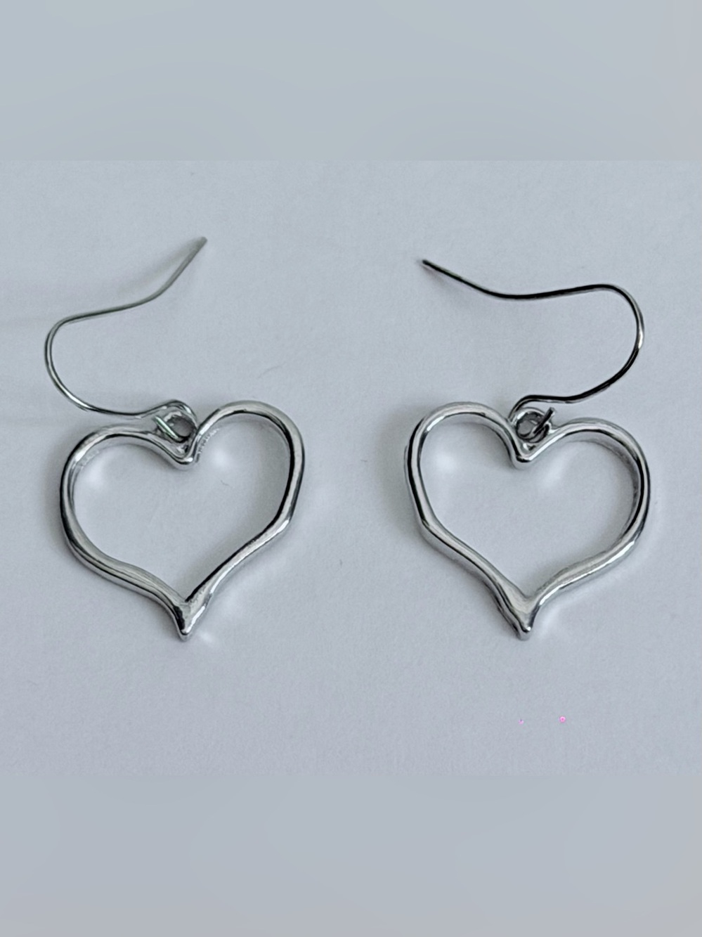 Silver Tone Open Heart Dangle Earrings - Women’s Jewelry